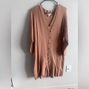 Women's Tan Button-Up Sweater